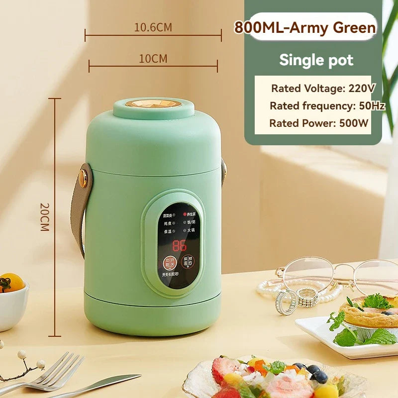 Norvo | NutriCook One Elektrisk Mini Koker 1L | Bærbar Langsom Koker & Suppe Maker | Smart Timer Funksjon | For Kontor & Hjem