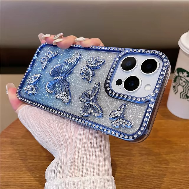 Skanto | Luksus Glitter Sommerfugl Rhinestone Sak for iPhone
