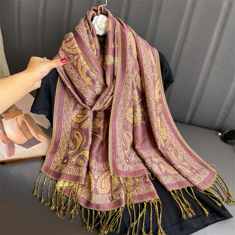Skanto | Élégancea | Dame skjerf | Cashmere følelse | 70 × 190 cm | Luksus trykk & varm