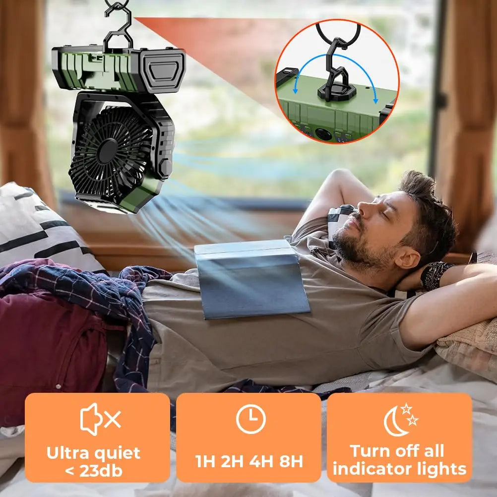 Campingvifte med 20 000mAh batteri, LED-lys og fjernkontroll – AirMate | Skanto