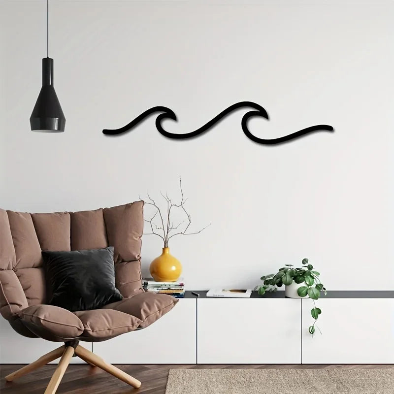 Minimalist Metal Ocean Wave Art 3D Wall Decor for Living Room Bedroom Modern Home Interior Styling | Skanto