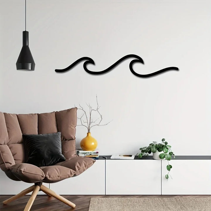 Minimalist Metal Ocean Wave Art 3D Wall Decor for Living Room Bedroom Modern Home Interior Styling | Skanto