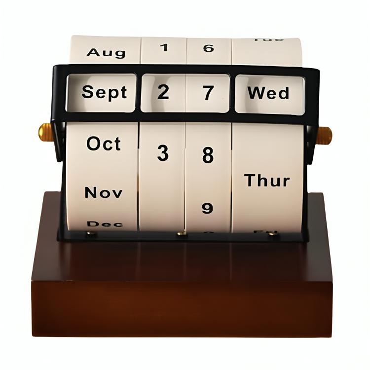 Skanto | Vintage Tre Perpetuum Flip Kalender – Gjenbrukbar Rotary Nedtelling Borddisplay