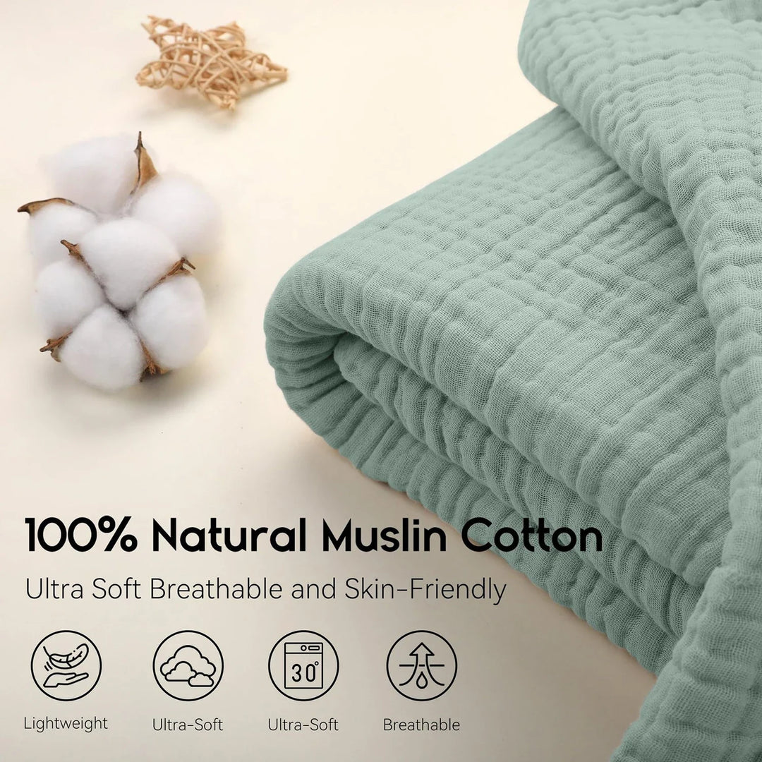 Skanto | CottonBreeze | Muslin teppe laget av 100% bomull | 6-lags, pustende og lett | For sofa og seng
