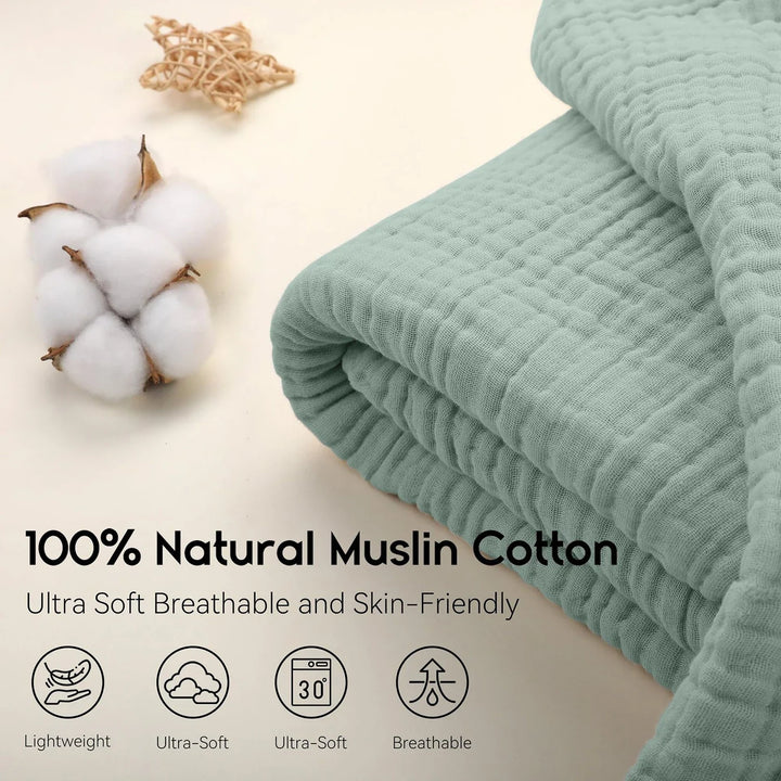 Skanto | CottonBreeze | Muslin teppe laget av 100% bomull | 6-lags, pustende og lett | For sofa og seng