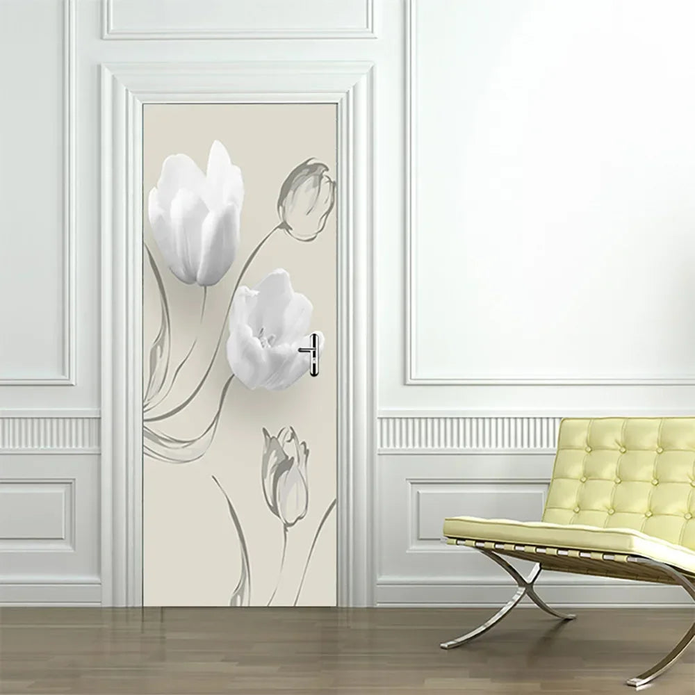 Modern Abstract Pearl Geometric Door Sticker Mural Removable PVC Vinyl Peel N Stick Wall Art Mural Sticker for Indoor Doors Creative DIY Home Deco | Skanto