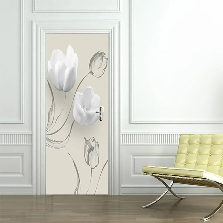 Modern Abstract Pearl Geometric Door Sticker Mural Removable PVC Vinyl Peel N Stick Wall Art Mural Sticker for Indoor Doors Creative DIY Home Deco | Skanto