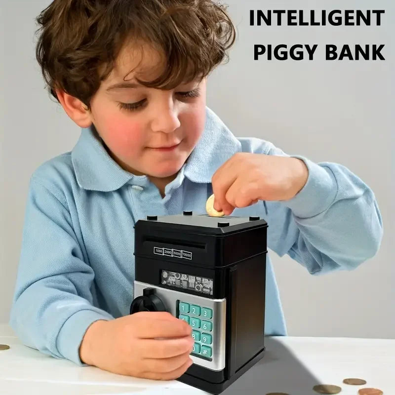 Skanto | Elektronisk spareboks med automatisk mini-safe, passordlås og mynttelger – Den ultimate gaven til barn!