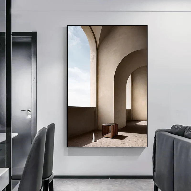 Minimalist Abstract Architectural Wall Art Fine Art Canvas Prints Posters Pictures For Modern Apartment Living Room Home Office Decor | Skanto