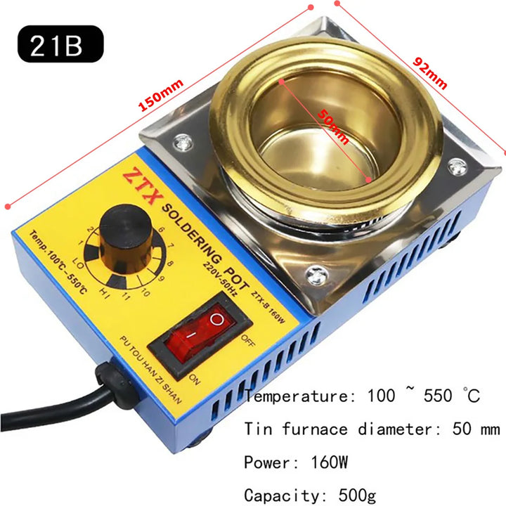 Skanto | Justerbar temperatur tinn smelteovn komfyr gryte - 220V, 150/160W - Essensielle verktøy med EU-kontakt for ulike smel behov