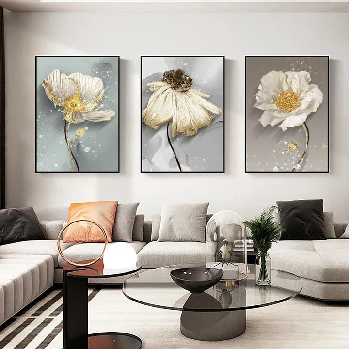Modern Abstract Painting Splash Flowers Wall Art Fine Art Canvas Prints Posters Elegant Botanical Pictures For Living Room Decor | Skanto