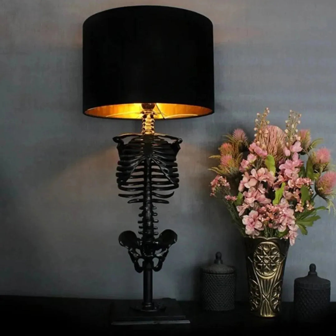 Skanto | Hodeskalle bordlampe skjelett skrekk 3D statue kreativ festpynt rekvisitt halloween dekorasjonslampe atmosfære lampe nattlys