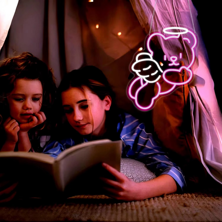 Skanto | Sjarmerende Bjørn Neonlys med Dimmer - USB Drevet Veggdekor