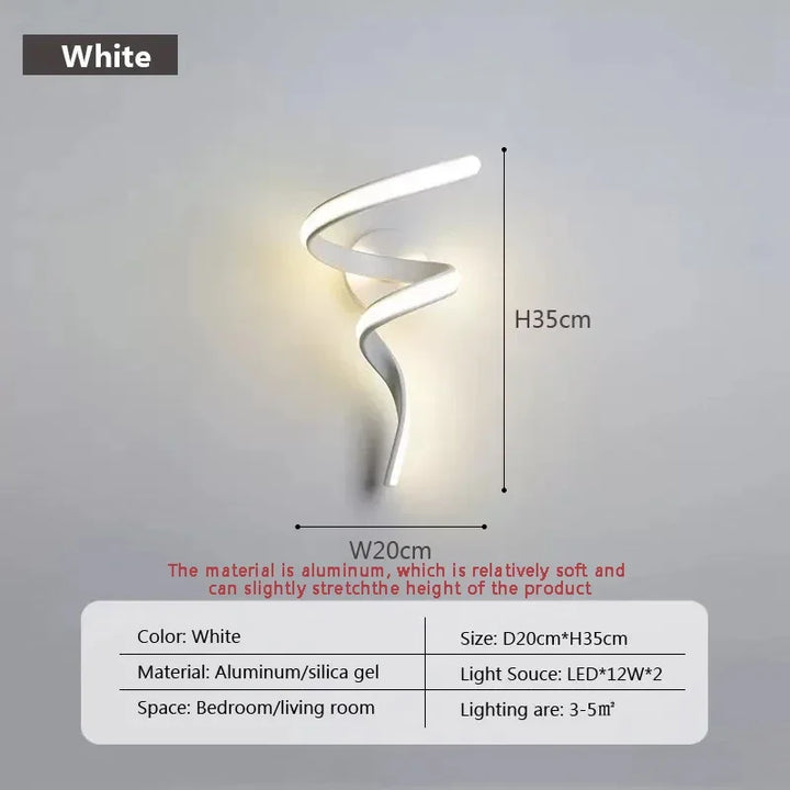 Skanto | LED Vegglampe NordLED Vegglys | Nordisk Spiral Design | Modern & Energisparende | For Soverom, Gang & Stue Spiral Lysestake for Trap Soverom Nattbord Studie Gang Bakgrunn Innendørs Dekor Veggbelysningsarmaturer