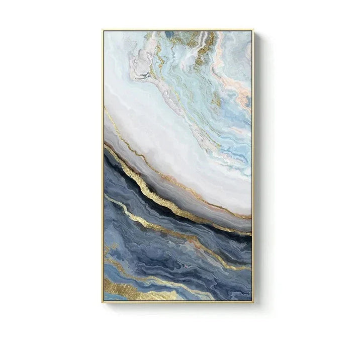 Blue Golden Liquid Marble Essence Wall Art Fine Art Canvas Prints Pictures For Modern Apartment Luxury Living Room Art Decor | Skanto