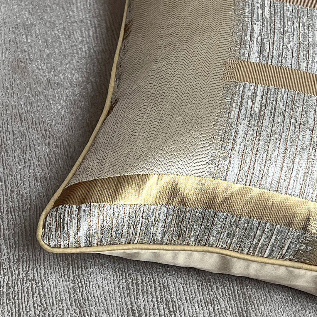 Shiny Golden Silver Stripe Jacquard Pillow Covers 45x45cm Cushion Covers Square Cover for Sofa Throw Pillows Light Luxury Nordic Home Decor | Skanto