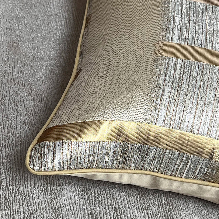 Shiny Golden Silver Stripe Jacquard Pillow Covers 45x45cm Cushion Covers Square Cover for Sofa Throw Pillows Light Luxury Nordic Home Decor | Skanto