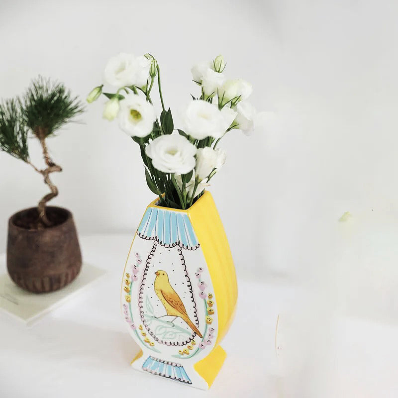 Vintage Illustrasjon Keramikk Vase | Skanto