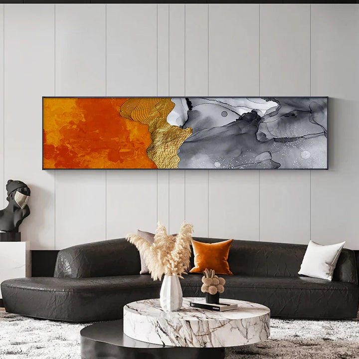 Lykkevarsling abstrakt lett luksus fargerik bredformat veggkunst fin kunst lerret trykk bilder for over sofaen kunst for over sengen | Skanto