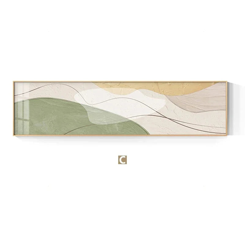 Modern Abstract Wide Format Wall Art Neutral Colors Flowing Lines Fine Art Canvas Prints Pictures for Above Sofa Art for Above Bed | Skanto