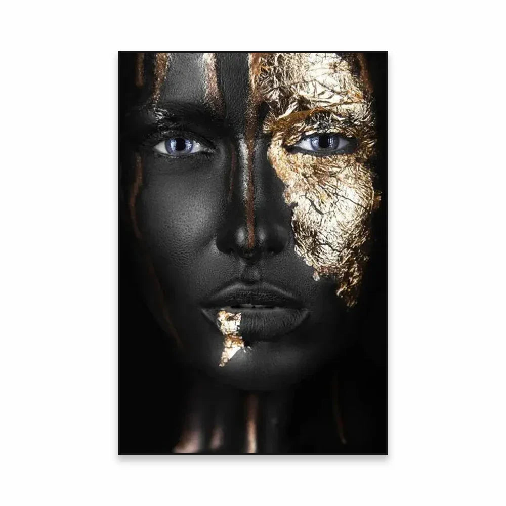 Golden Girl Fashion Wall Art Fine Art Canvas Prints Modern Abstract Portrait Pictures For Living Room Bedroom Boutique Lounge Art Decor | Skanto