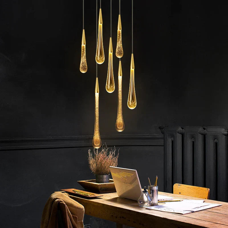 Skanto | Krystall LED Pendellamper: Perfekt for soverom, spisestuer, bar - Vanndråpe Krone, trappen lampe for innredning