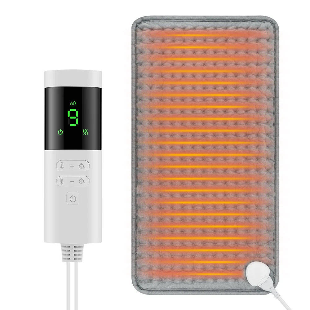 Skanto | ThermaEase Elektrisk Varmepute | 9 Temperaturnivåer & 4 Timer Moduser | 30×60 cm | Vaskbar & Rask Oppvarming | For Rygg, Mage & Ben