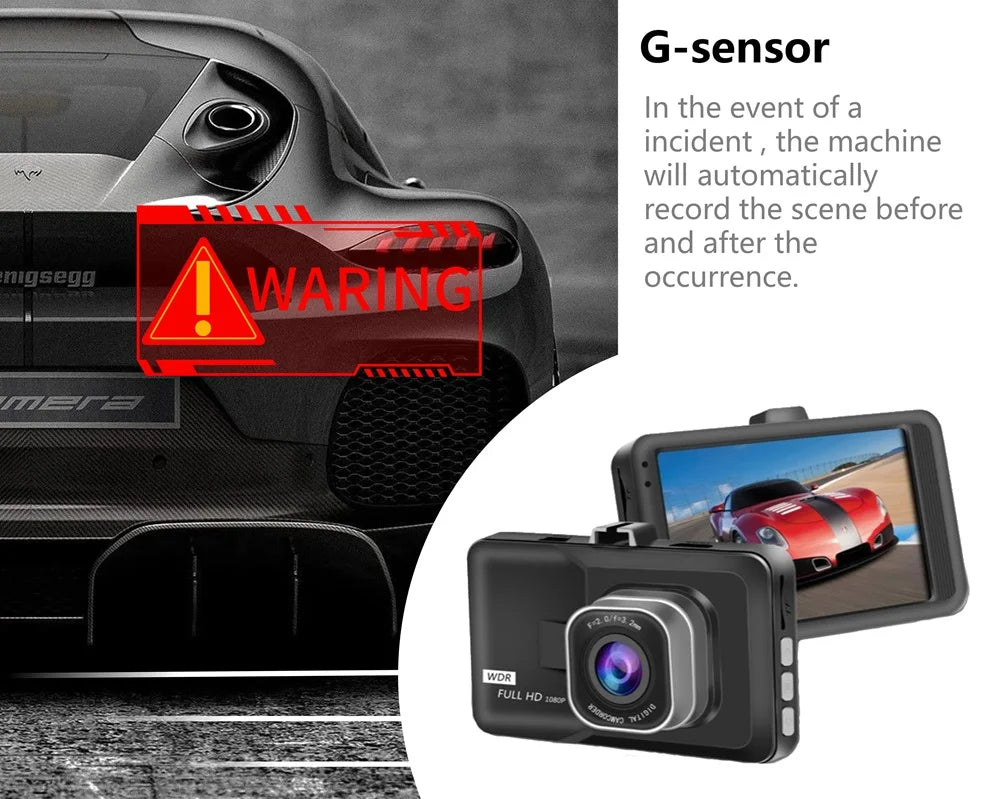 Skanto | Q08 1080P Dash Cam med G-sensor - 170° Vidvinkelobjektiv & Super Nattseing