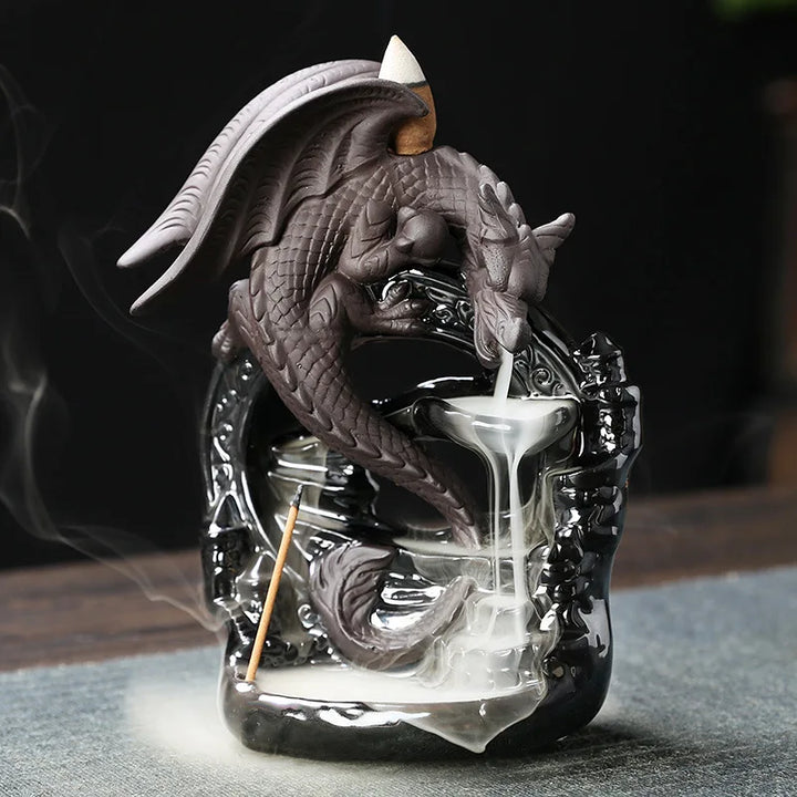 Skanto | Dracarys Keramisk Røkelsesholder | Backflow Design med Drage | Vintage Dekor | For Meditasjon & Aromaterapi