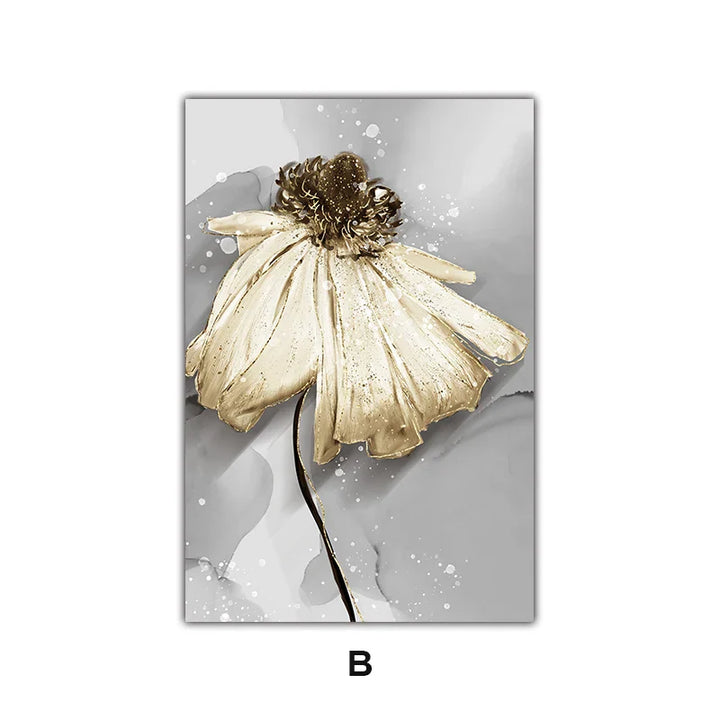 Modern Abstract Painting Splash Flowers Wall Art Fine Art Canvas Prints Posters Elegant Botanical Pictures For Living Room Decor | Skanto