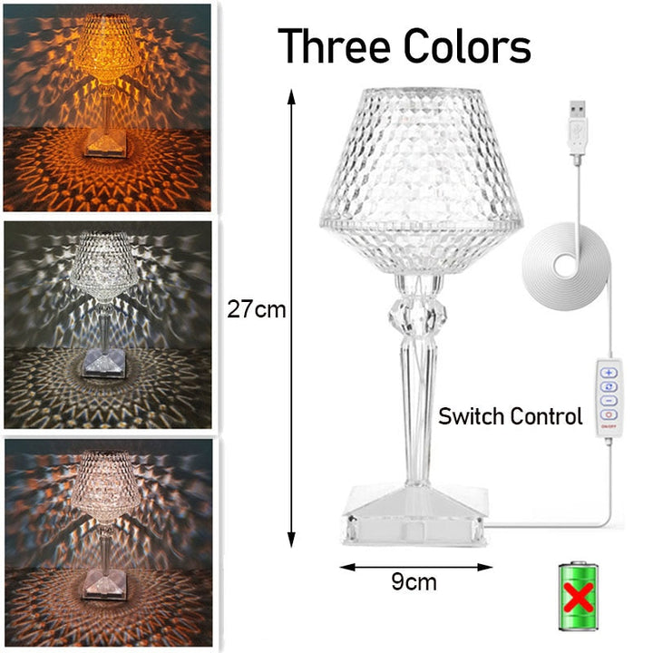 Skanto | Diamond Glow Oppladbar Krystall Bordlampe
