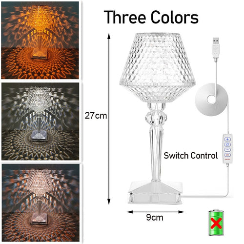 Skanto | Diamond Glow Oppladbar Krystall Bordlampe
