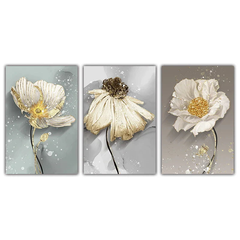 Modern Abstract Painting Splash Flowers Wall Art Fine Art Canvas Prints Posters Elegant Botanical Pictures For Living Room Decor | Skanto
