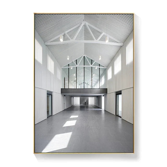 Black White Architectural Interior Wall Art Fine Art Canvas Prints Pictures For Modern Loft Living Room Home Office Decor | Skanto