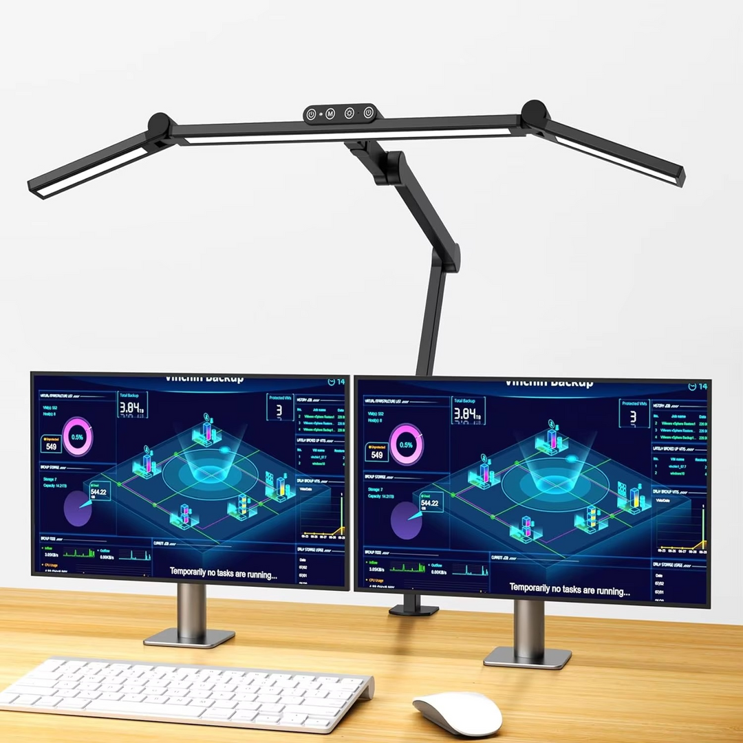 Skanto | 24W Trippe Hode LED Skrivebordslampe med Klemme og Automatisk Demping for Kontor og Hjem