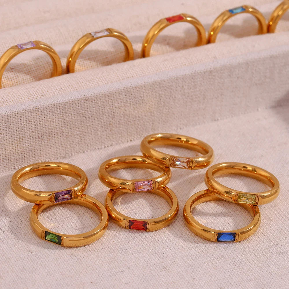 Skanto | 18k Baguette Cut Fødselsstein Ring