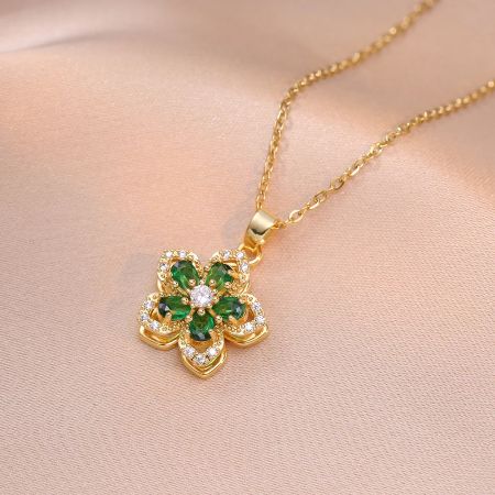 Skanto | Rotating Flower Pendant Necklace – Non-Tarnish Allsidig Smykke