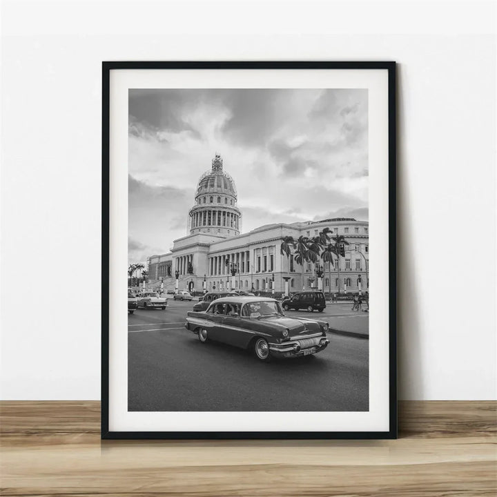 Cuba Havana Black & White Travel Poster Wall Art Fine Art Canvas Print Pictures For Living Room Dining Room | Skanto