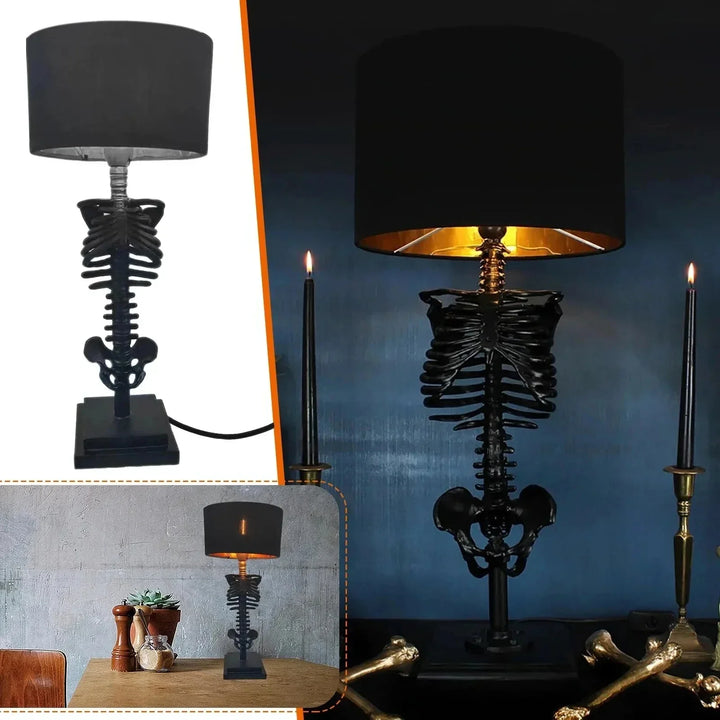 Skanto | Hodeskalle bordlampe skjelett skrekk 3D statue kreativ festpynt rekvisitt halloween dekorasjonslampe atmosfære lampe nattlys