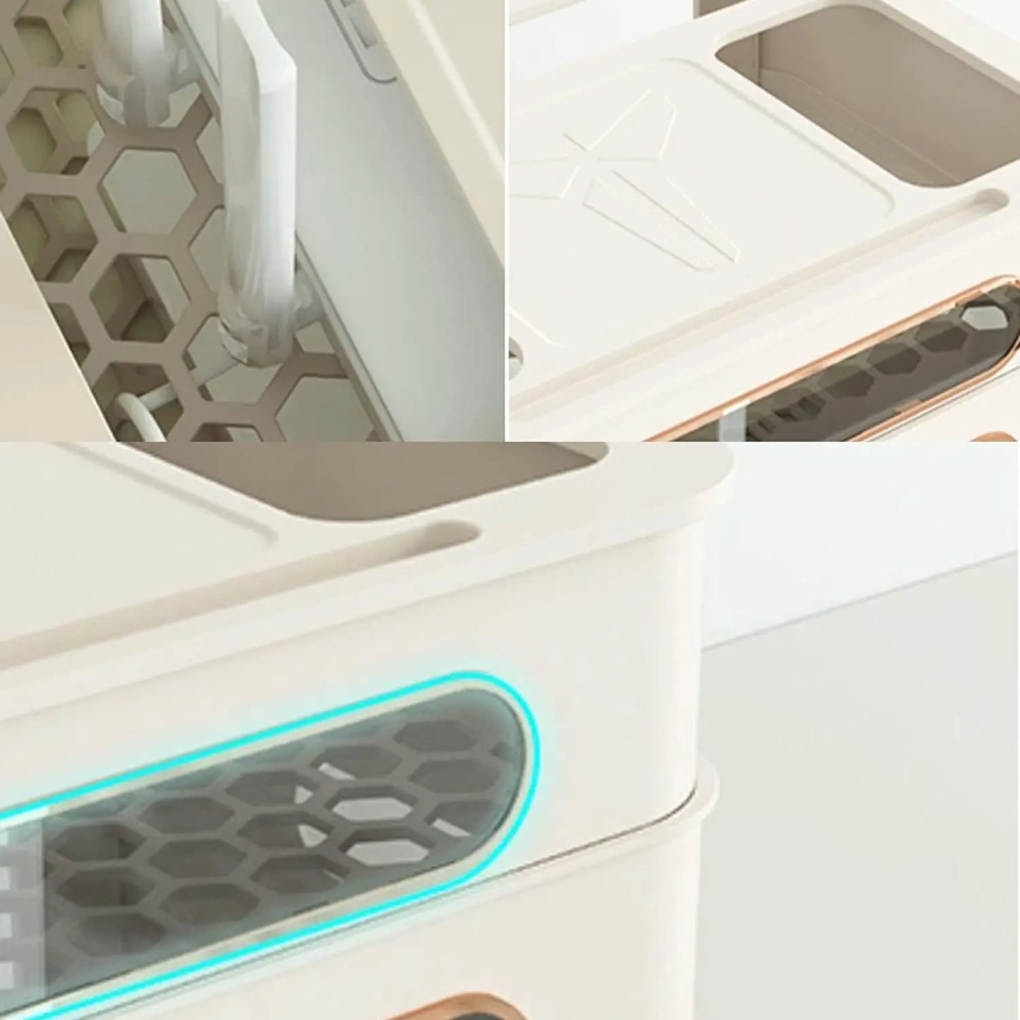 Norvo | HideNet WLAN Ruter Oppbevaringsboks | Med Kabelhåndtering & Stikkontakt Kompartment | Gjennomsiktig & Avtakbar | 1–4 Nivåer Valgbart