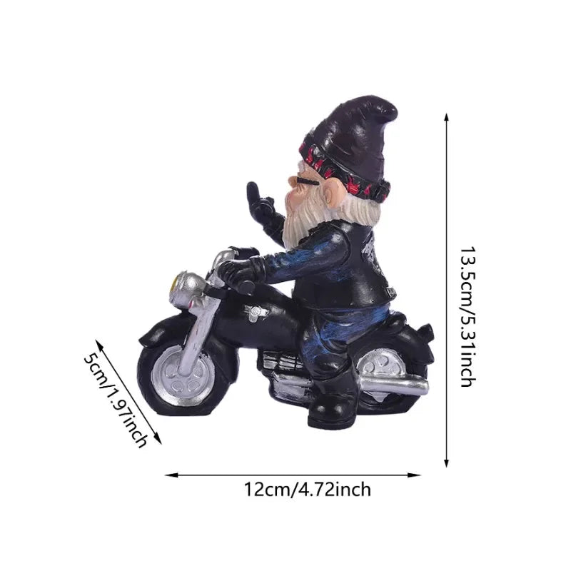 Skanto | Gnome på motorsykkel resinfigur for hage