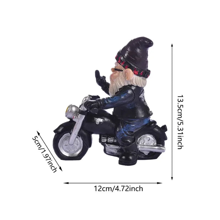 Skanto | Gnome på motorsykkel resinfigur for hage
