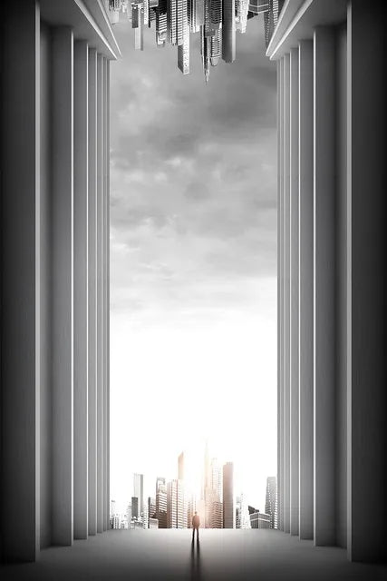 Modern Geometric Architectural Landscape Wall Art Fine Art Canvas Prints Pictures for Studio Home Office Entryway Inspiring Art Decor | Skanto
