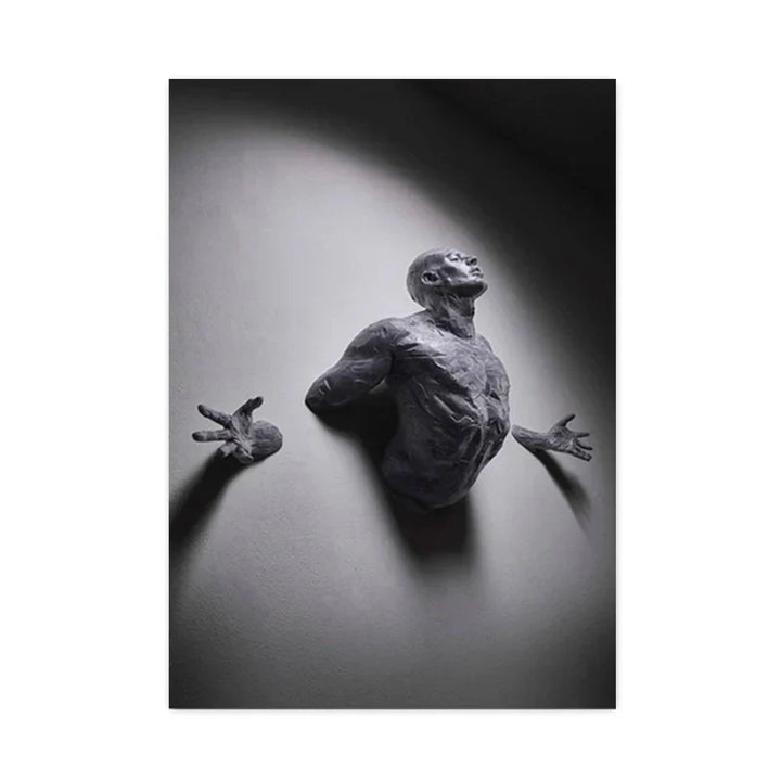 Modern Urban Abstract Iron Statue Wall Art Fine Art Canvas Prints 3D Visualization Figure Art Pictures For Minimalist Apartment Wall Decor | Skanto