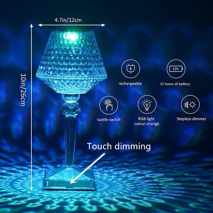 Skanto | Diamond Glow Oppladbar Krystall Bordlampe