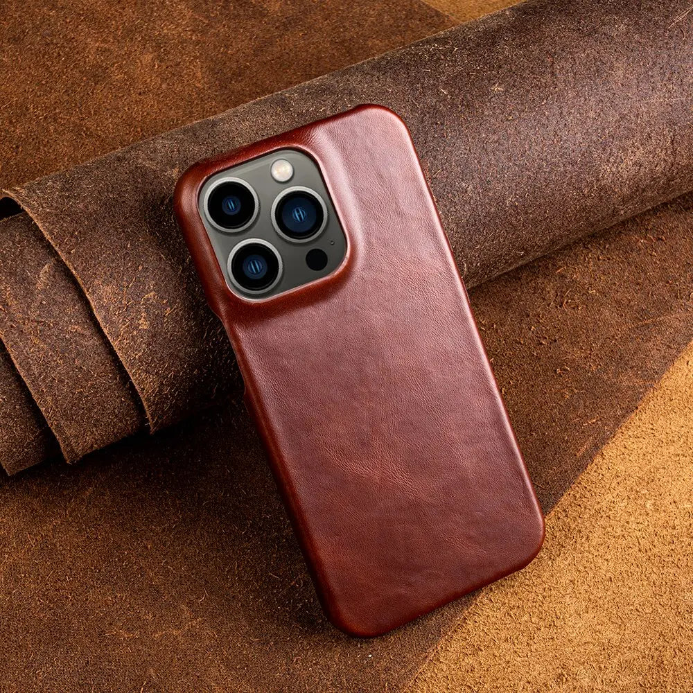 Skanto | RoyalLeather: Luksuriøs, håndlaget etui laget av ekte ku skinn for iPhone