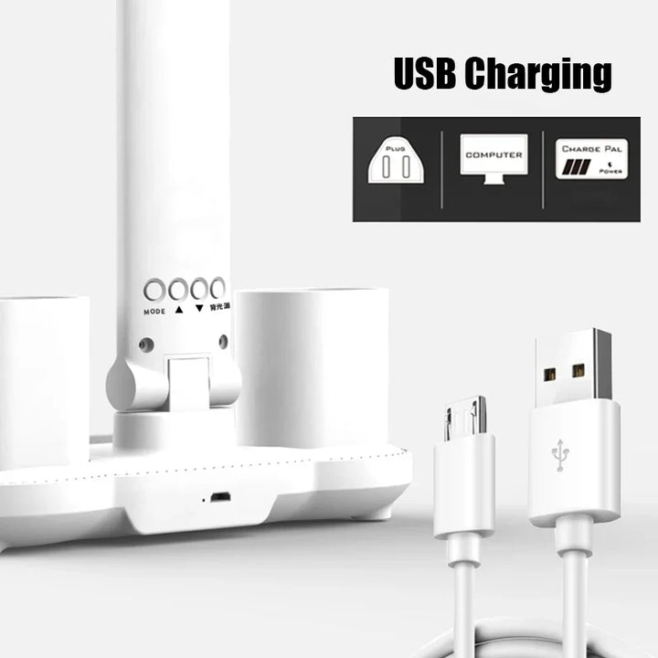 Multifunksjonell 3 i 1 Skrivebord LED Lampe | Skanto
