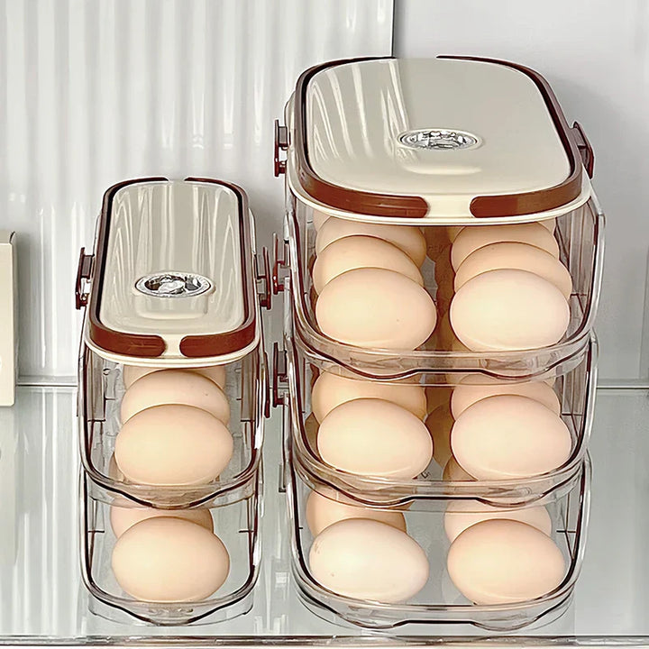 Skanto | Kjøleskapsorganisator Automatisk Rullende Transparent Egglagringsboks