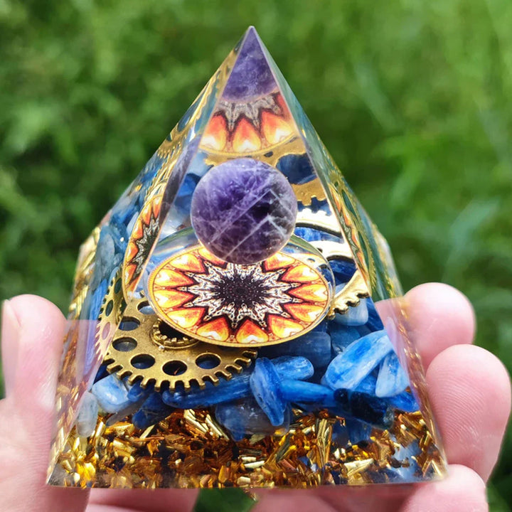 Skanto | Orgonitt-pyramide helbredelse krystaller energigenerator med ametyst pendel - Reiki chakra meditasjonsverktøy og romdekor