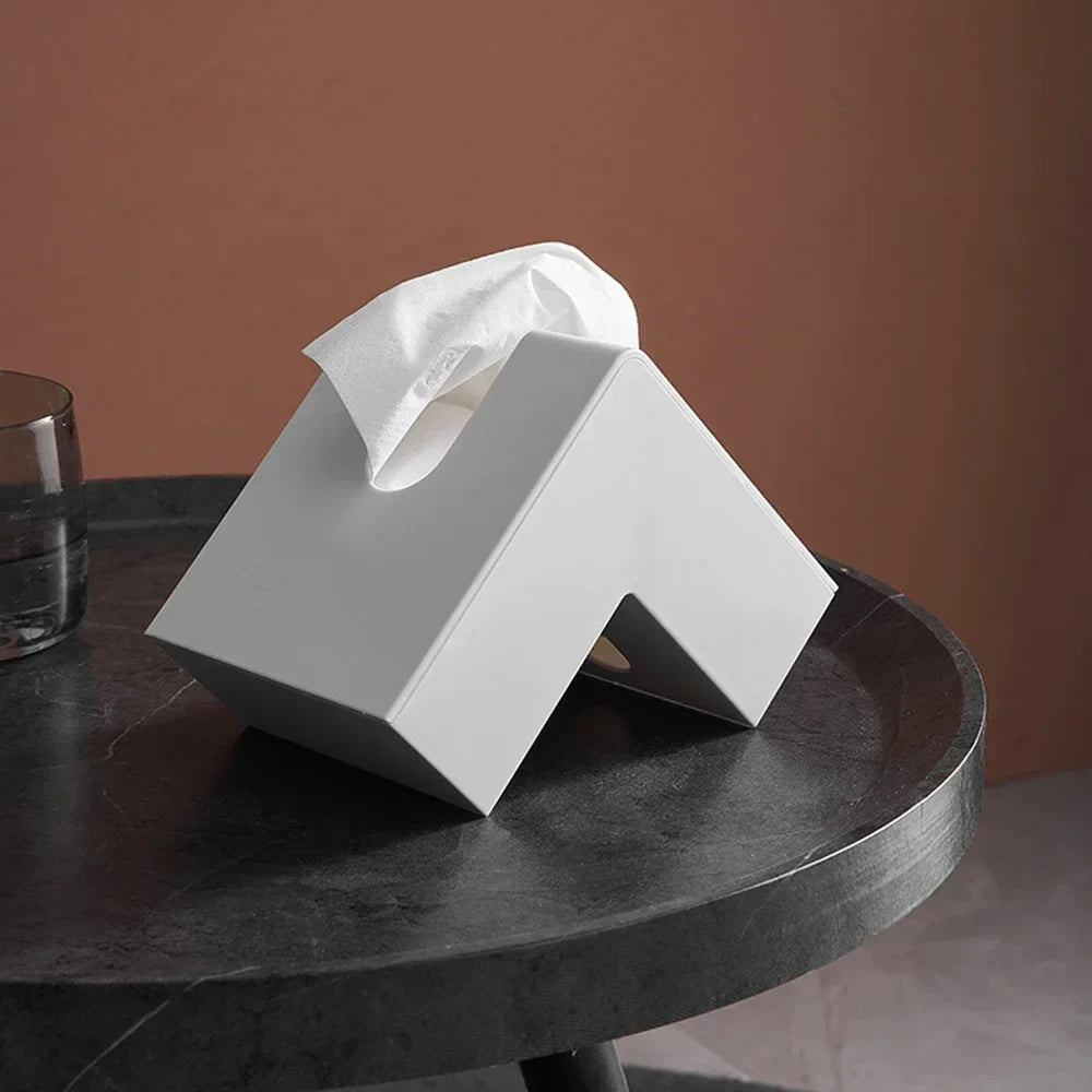 Minimalist Abstract L-Shaped Sculpted Tissue Box for Living Room Coffee Table Kitchen Counter Desk Nordic Style Home Decor | Skanto